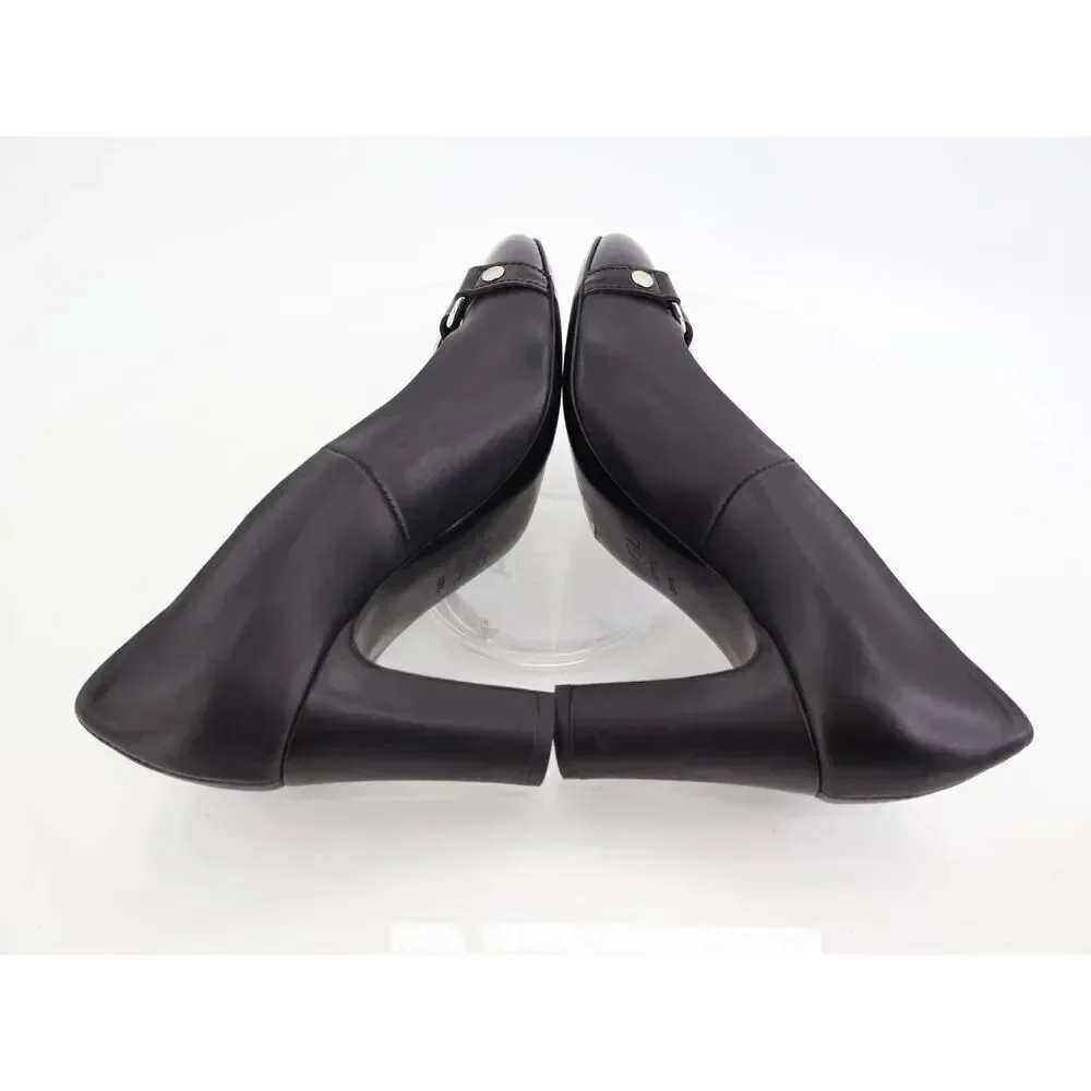 Agl Irina Cap Toe Pump Size 39.5 9.5 Black Leather Cap Toe Heel Shoes Career